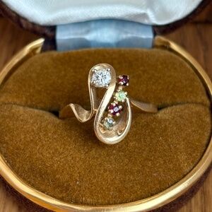 14k Yellow Gold Diamond Vintage Estate Cocktail Ring
